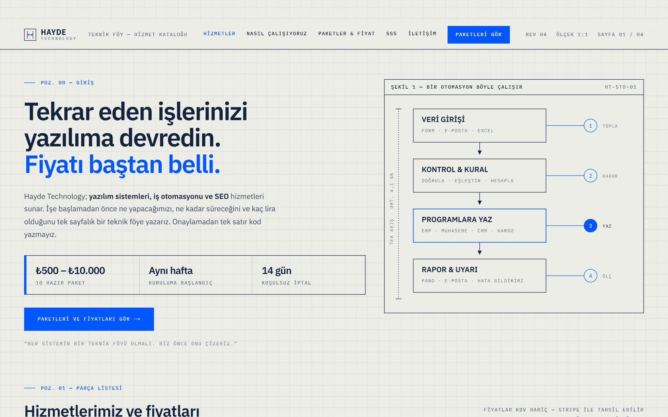 Hayde Technology web sitesinin ekran görüntüsü