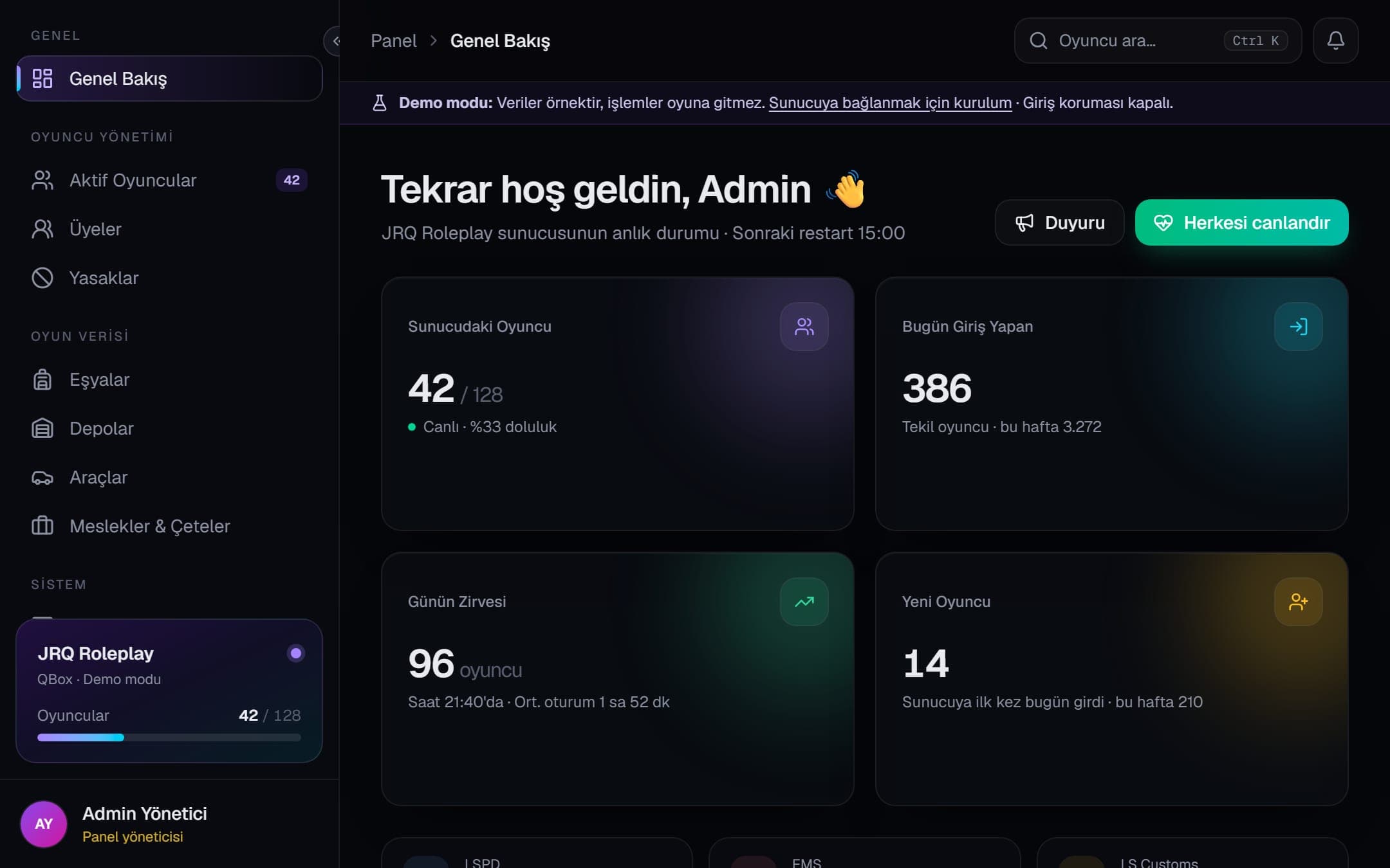 JRQ Admin web sitesinin ekran görüntüsü